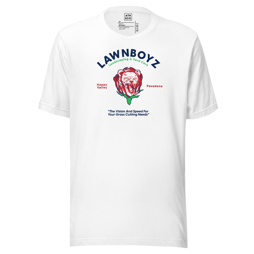 LAWNBOYZ - White Rose Bowl Work T-Shirt - ATH ECO