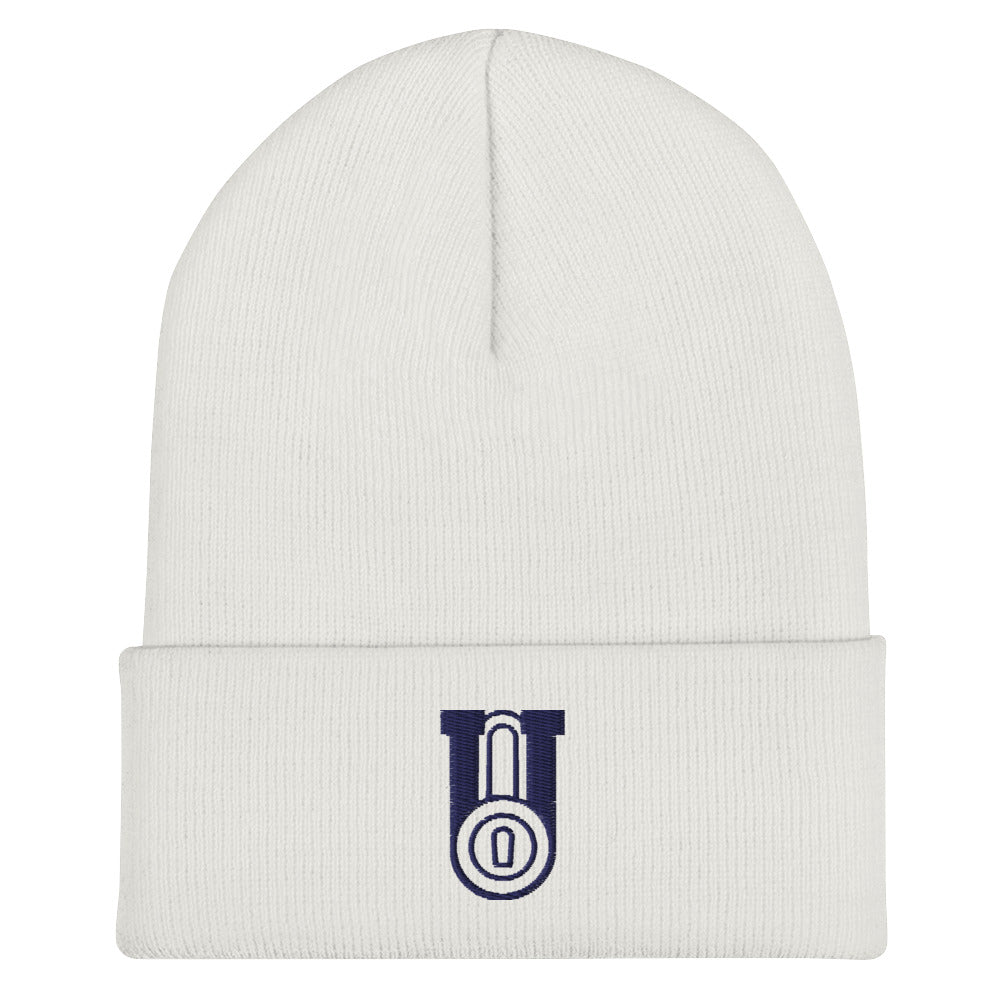 Lockdown U - Lock Logo Cuffed Beanie White - ATH ECO