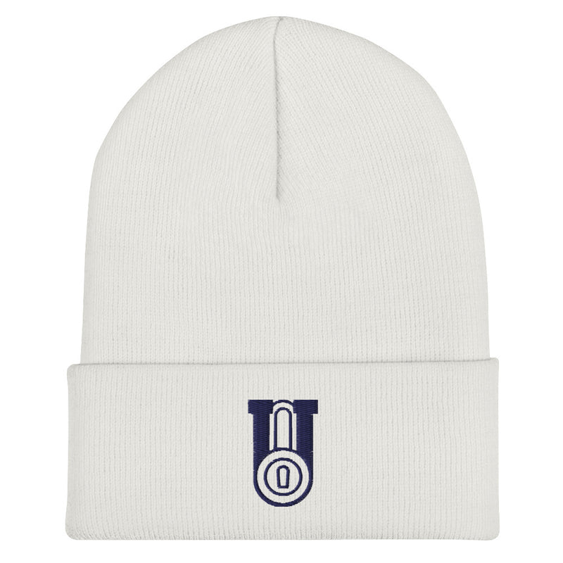 Lockdown U - Lock Logo Cuffed Beanie White - ATH ECO