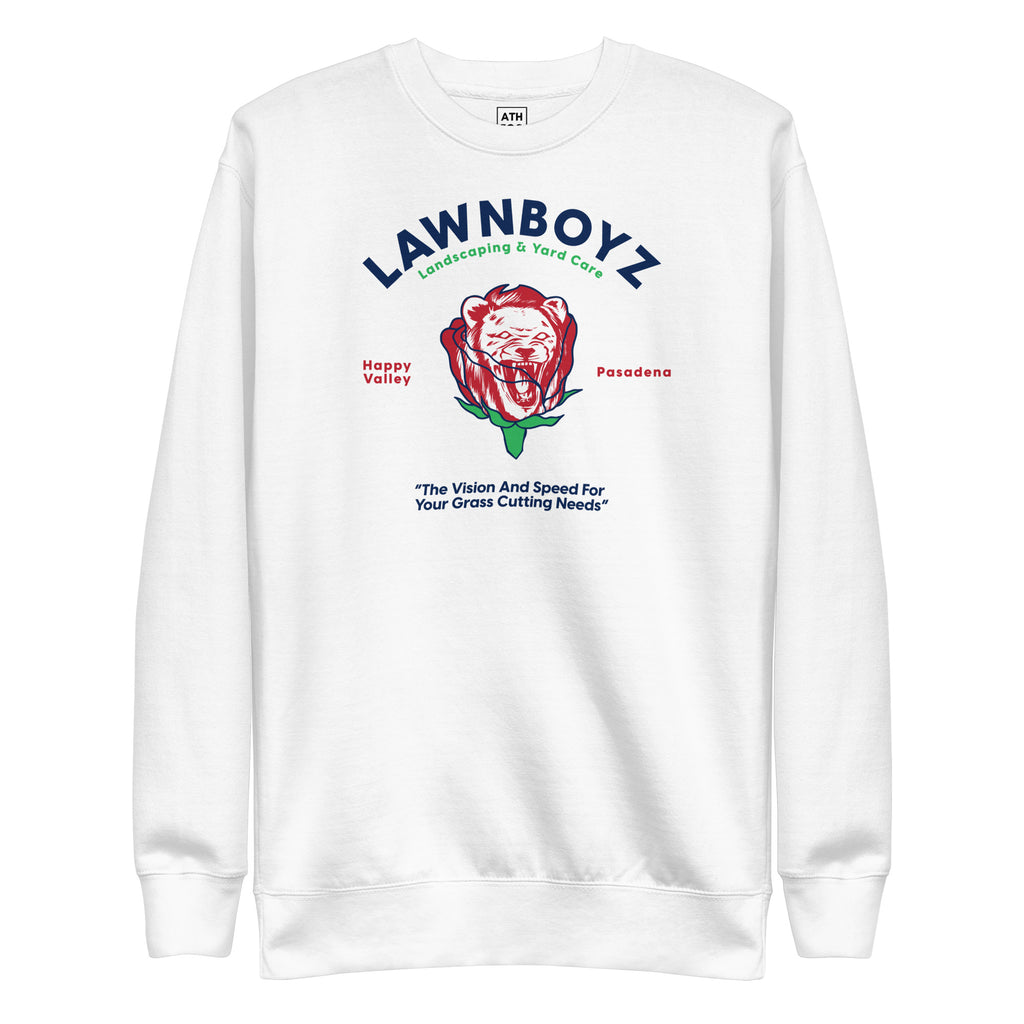 LAWNBOYZ - White Rose Bowl Crew Neck Sweatshirt - ATH ECO