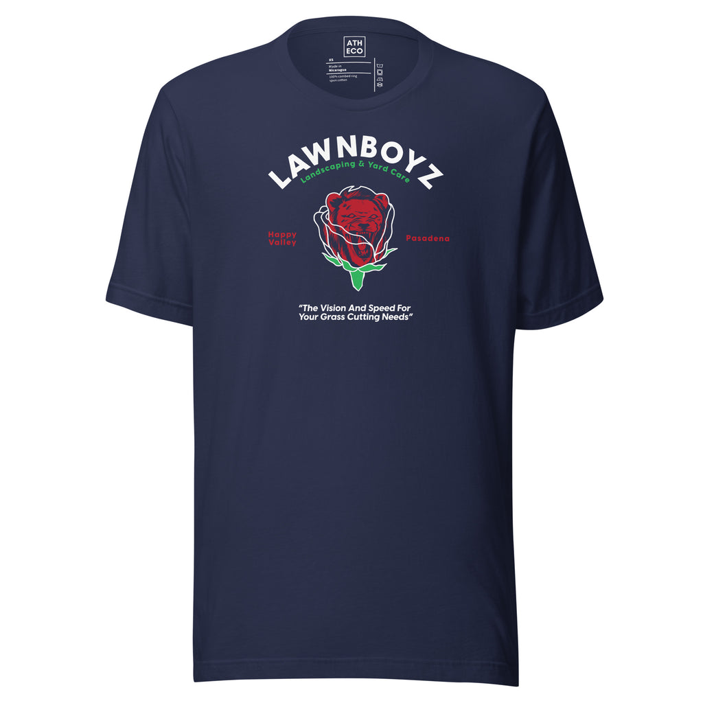 LAWNBOYZ - Navy Rose Bowl Work T-Shirt - ATH ECO